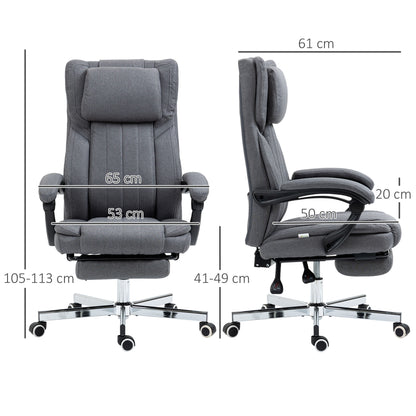 HOMCOM High Back Computer Desk Chair, Executive Office Chair with Adjustable Headrest, Footrest, Reclining Back, Dark Grey