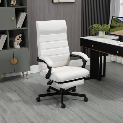 Vinsetto Office Chair, Computer Desk Chair, Fabric Swivel Chair with Adjustable Height and Rolling Wheels for Home Office Work Study, Cream White