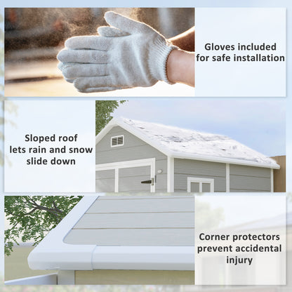 6 x 5ft Light Grey Garden Shed, Plastic Shed with Floor, Window, Lockable Doors, Vents, and Wood-Effect Resin for Outdoor Patio Storage