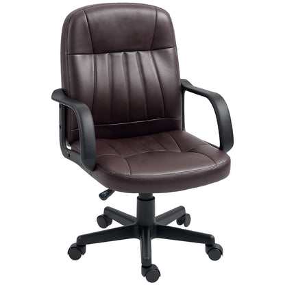 HOMCOM Swivel Executive Chair PU Leather Computer Desk Chair, Dark Brown