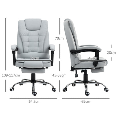 HOMCOM Linen-Look Adjustable Office Chair - Light Grey