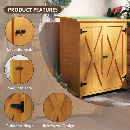 46.5 x 97cm Yellow Compact Wooden Storage Shed
