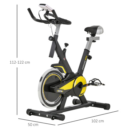 HOMCOM Upright Exercise Bike Indoor Training Cycling Machine Stationary Workout Bicycle with 10KG Flywheel and Adjustable Resistance Seat Handlebar LCD Display for Home Gym