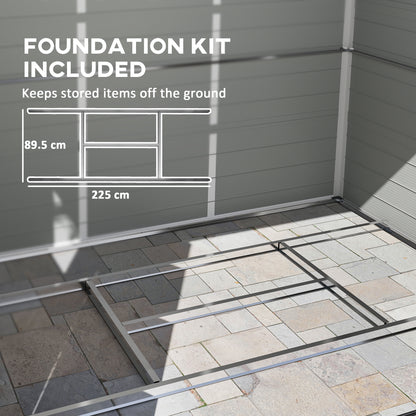 7.9ft x 6.2ft Light Grey Shed with Aluminium Frame, Plastic Walls, and Foundation