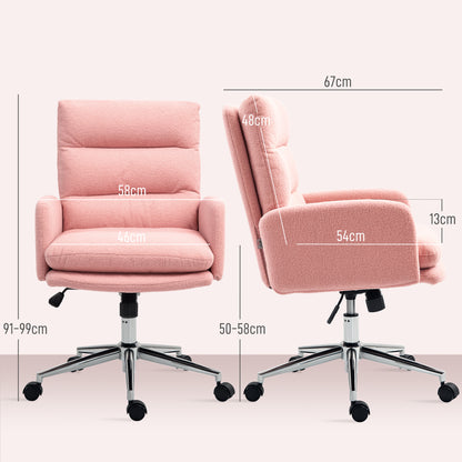 HOMCOM 91-99cm Sherpa Fleece Office Chair - Pink