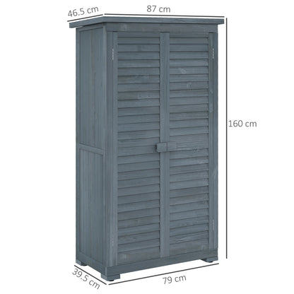 39.5 x 79cm Grey Fir Wood Garden Shed