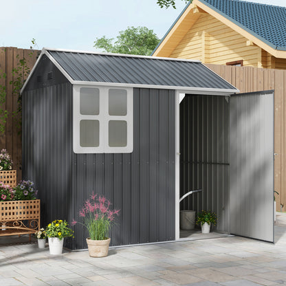 7 x 6ft Dark Grey Galvanized Garden Shed with Latch