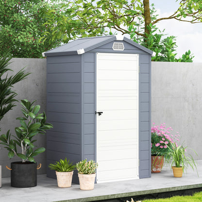 4.4ft x 3.3ft Grey Shed with Aluminium Frame, Plastic Walls, and Foundation