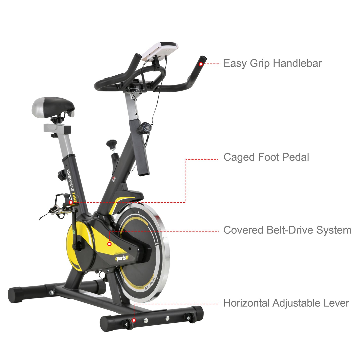 HOMCOM Upright Exercise Bike Indoor Training Cycling Machine Stationary Workout Bicycle with 10KG Flywheel and Adjustable Resistance Seat Handlebar LCD Display for Home Gym