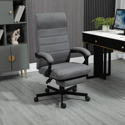 Vinsetto Office Chair, Computer Desk Chair, Fabric Swivel Chair with Adjustable Height and Rolling Wheels for Home Office Work Study, Grey