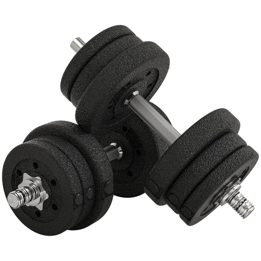 HOMCOM 25KG Adjustable Weights Dumbbells Set, Dumbbell Hand Weights for Home Office Gym Body Fitness Lifting Training, Black