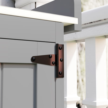 Grey Wooden Garden Shed, Outdoor Tool Storage with Hinged Roof, Shelf, and Double Doors