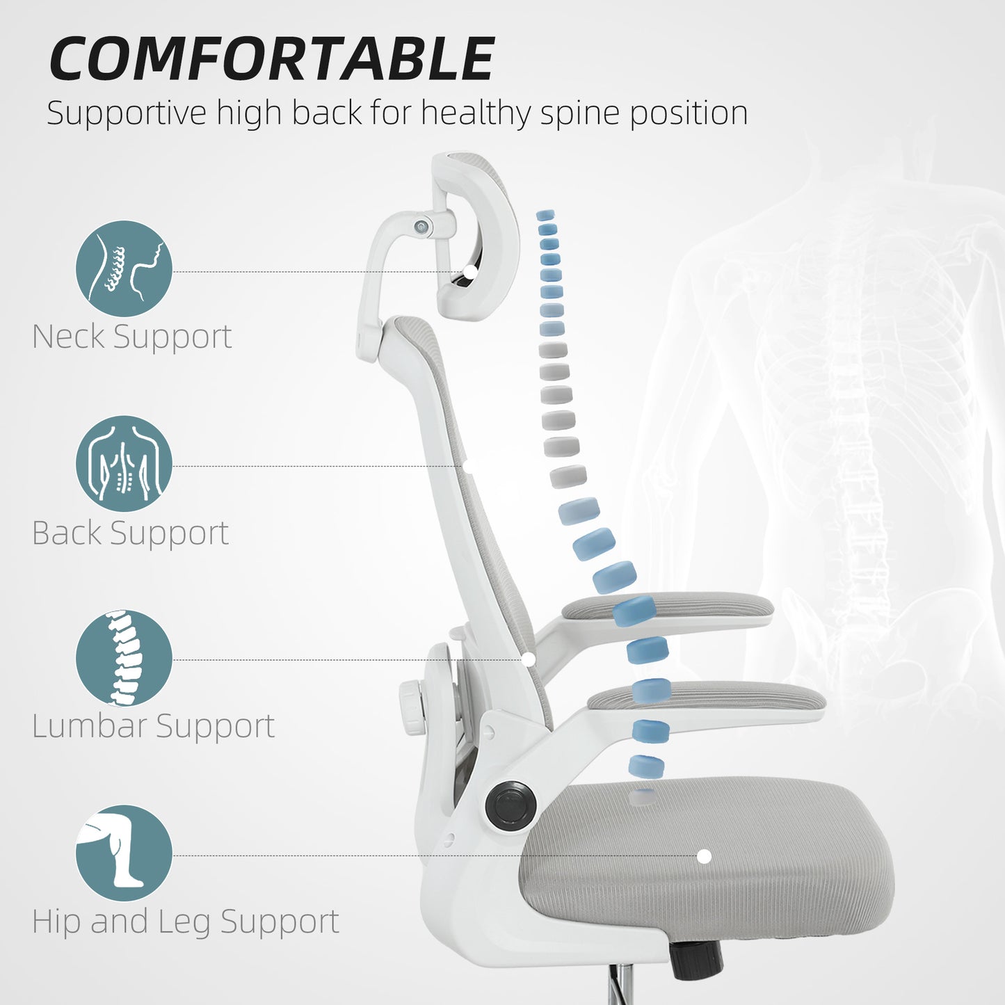 HOMCOM Multi-Adjust Office Chair - Grey