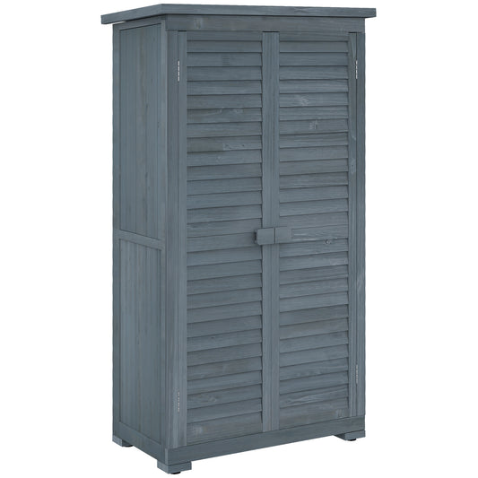 39.5 x 79cm Grey Fir Wood Garden Shed