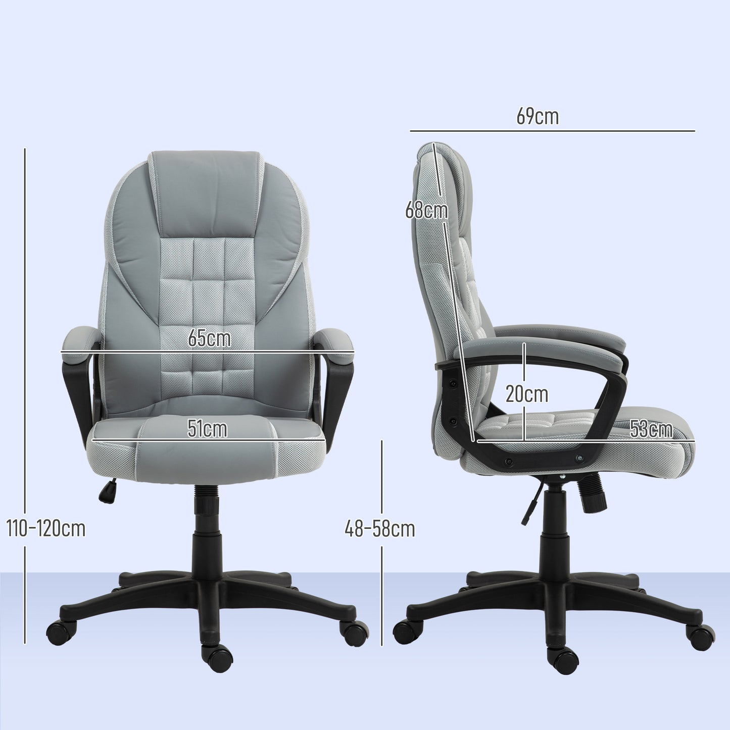 HOMCOM Faux Leather Office Chair - Grey