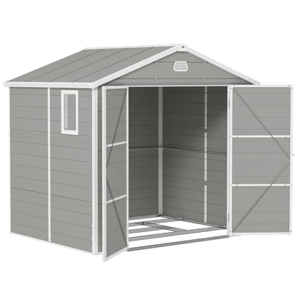 7.9ft x 6.2ft Light Grey Shed with Aluminium Frame, Plastic Walls, and Foundation