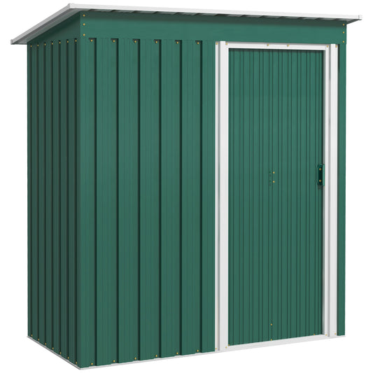 5 x 3ft Garden Storage Shed with Sliding Door and Sloped Roof Outdoor Equipment Tool, Green