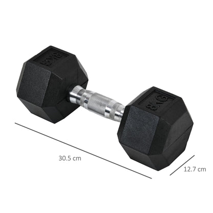 HOMCOM 2x8kg Hex Dumbbell Rubber Weights Sets Hexagonal Gym Fitness Lifting Home