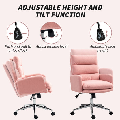 HOMCOM 91-99cm Sherpa Fleece Office Chair - Pink