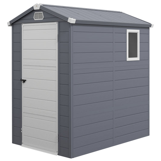 4.4ft x 6.2ft Grey Shed with Aluminium Frame, Plastic Walls, and Foundation