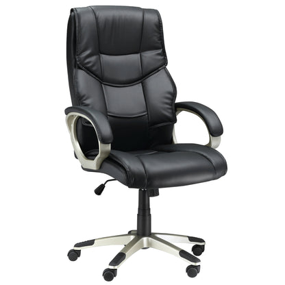 HOMCOM Home Office Chair High Back Computer Desk Chair with Faux Leather Adjustable Height Rocking Function Black