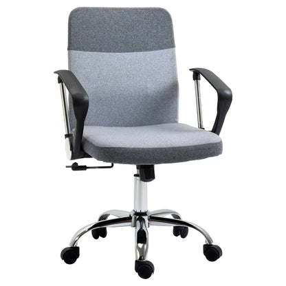 Vinsetto Office Chair Linen Fabric Swivel Computer Desk Chair Home Study Adjustable Chair with Wheels, Grey