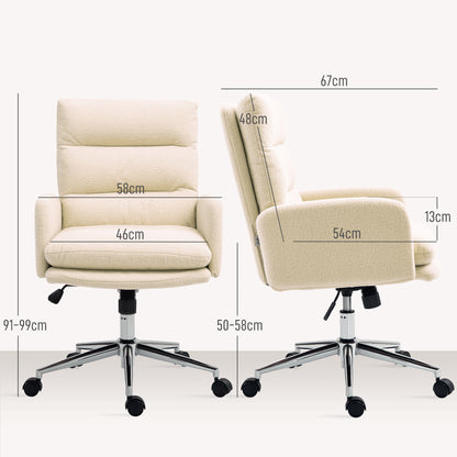 HOMCOM 91-99cm Sherpa Fleece Office Chair - Cream White