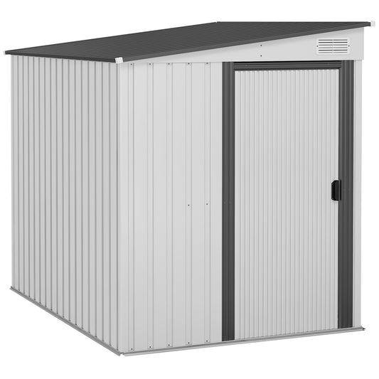 7 x 5ft White Galvanized Metal Shed with Sliding Door