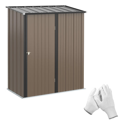 Outsunny 5.3 x 3.1ft Corrugated Steel Garden Shed - Brown