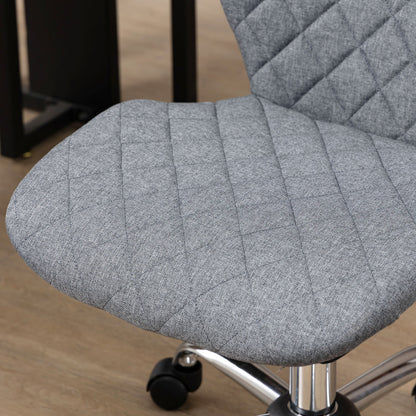 Vinsetto Armless Office Chair Adjustable Computer Chair Swivel Chair with Rolling Wheels and Linen Fabric Back Support for Home Office Students Study Grey