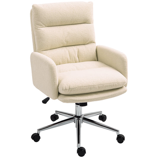 HOMCOM 91-99cm Sherpa Fleece Office Chair - Cream White