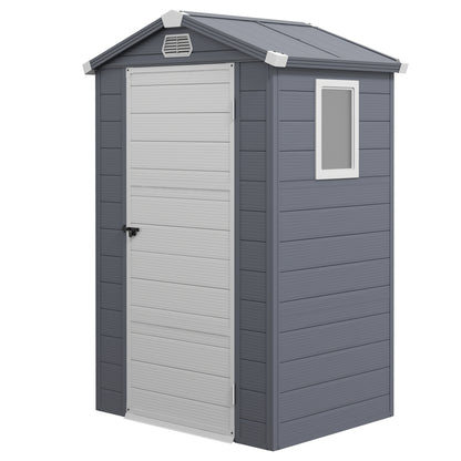 4.4ft x 3.3ft Grey Shed with Aluminium Frame, Plastic Walls, and Foundation
