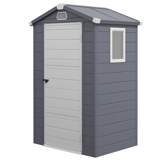 4.4ft x 3.3ft Grey Shed with Aluminium Frame, Plastic Walls, and Foundation