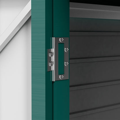 3.7 x 7.9ft Green Galvanized Steel Shed with Latched Door and Padlock