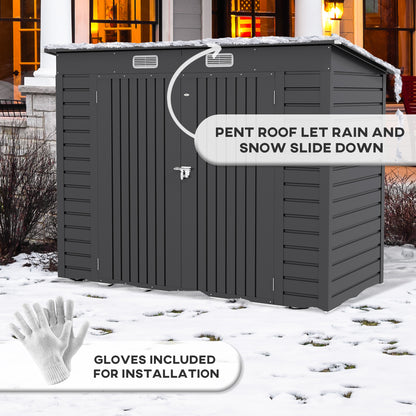 3.7 x 7.9ft Grey Galvanized Steel Shed with Latched Door and Padlock