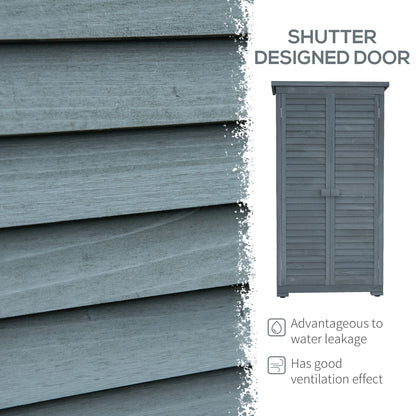 39.5 x 79cm Grey Fir Wood Garden Shed