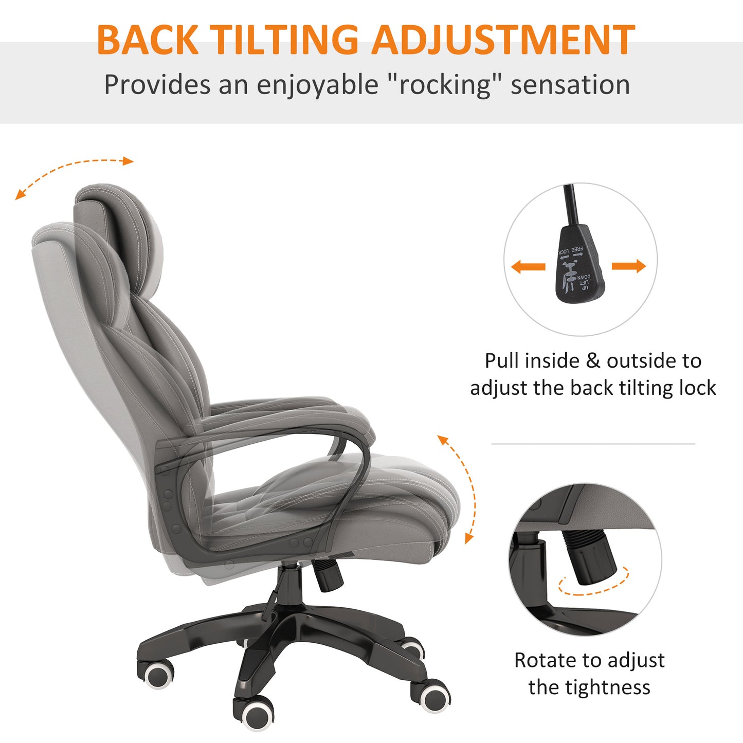 Vinsetto High Back Executive Office Chair 6- Point Vibration Massage Extra Padded Swivel Ergonomic Tilt Desk Seat, Grey