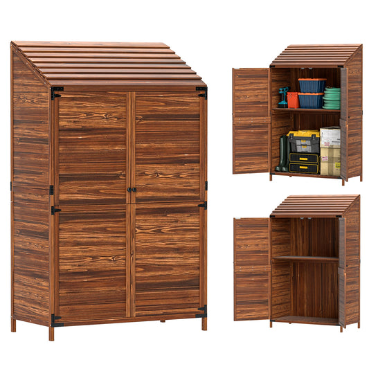 59 x 103.5 cm Brown Two-Tier Wooden Garden Shed