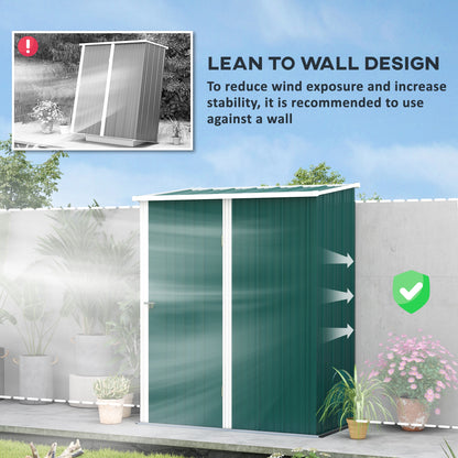5.3 x 3.1ft Corrugated Steel Garden Shed - Green