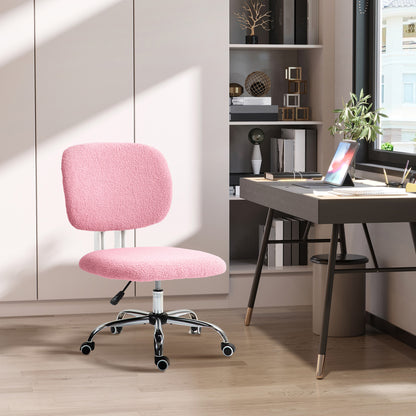 Vinsetto Teddy Fleece Armless Office Chair - Pink