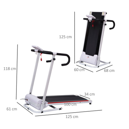 HOMCOM 1.25HP Motorised Electric Treadmill, 10km/h Folding Running Machine, Gym Fitness Exercise with LCD Monitor, White