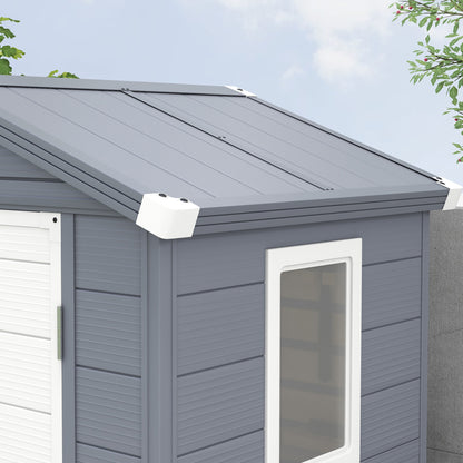 4.4ft x 3.3ft Grey Shed with Aluminium Frame, Plastic Walls, and Foundation