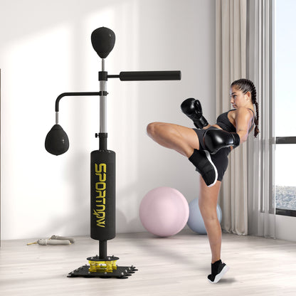 SPORTNOW Boxing Bag, Freestanding Punching Bag, with Reflex Bar, Speed Balls, Black