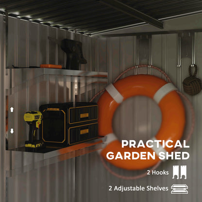 7 x 5ft White Galvanized Metal Shed with Sliding Door