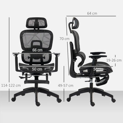 HOMCOM Multi-Adjustable Mesh Office Chair - Black