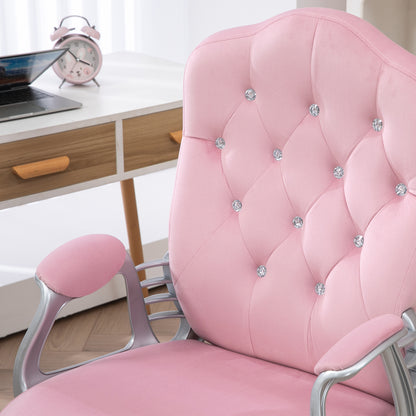 Vinsetto Velvet-Feel Work Chair, with Diamante Back - Pink