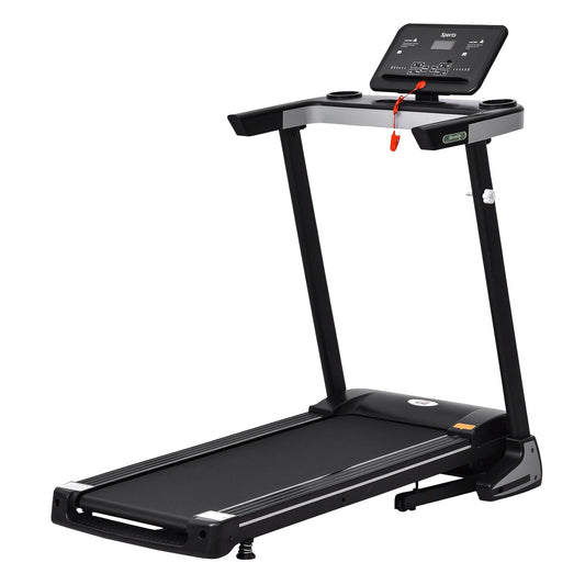 HOMCOM Folding Treadmill for Home Motorised Running Machine w/ LCD Display Black