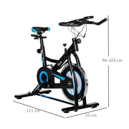 HOMCOM Stationary Exercise Bike, 8kg Flywheel Indoor Cycling Workout Fitness Bike, Adjustable Resistance Cardio Exercise Machine w/ LCD Monitor Pad and Phone Holder for Home, Gym, Office, Black