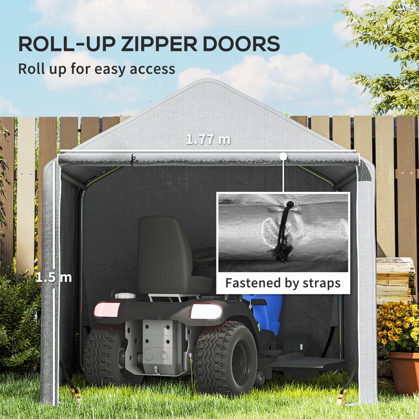 2 x 2m Grey Garden Fabric Storage Tent